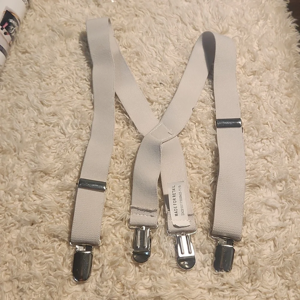 Bow tie + suspenders dapper dandy lot new gray bowtie used suspenders